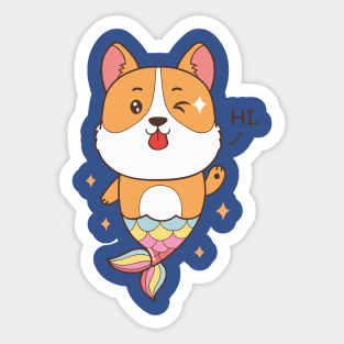 corgi mermaid1 Sticker